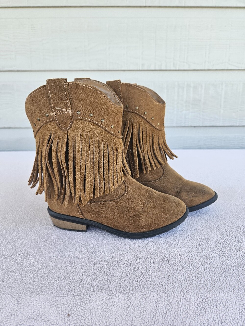 Cat & Jack Fringe Brown Boot Girl SZ 10 Half Zip Boho Western Country Rodeo